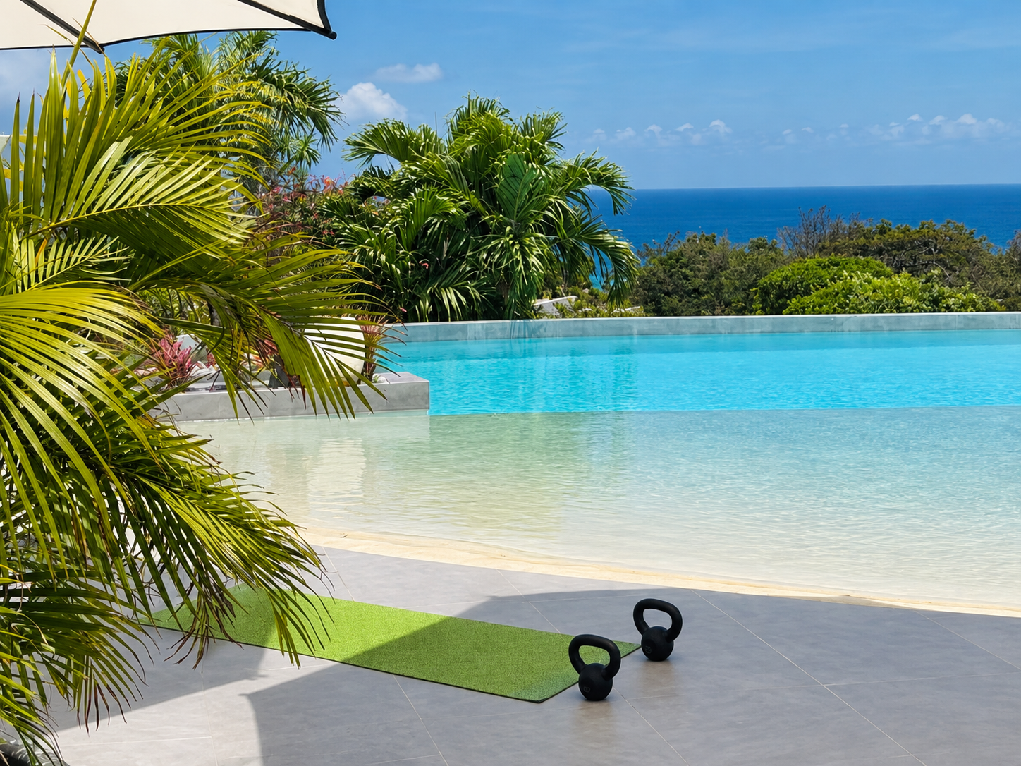 Private strength and functional training equipment at a villa in Saint-Martin